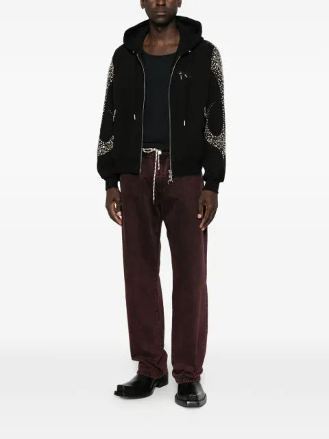 THUG CLUB stud-embellished zip-up hoodie
