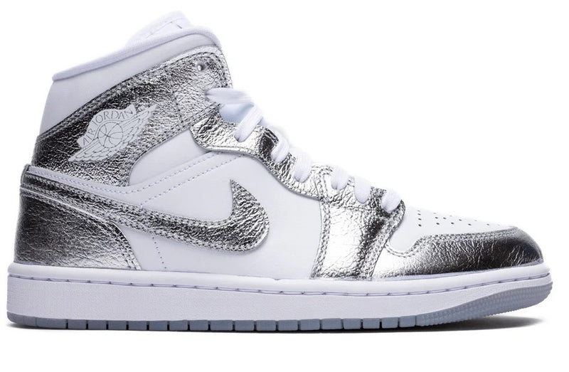 Women's Air Jordan 1 Mid SE White/Metallic Silver (FN5031 100)