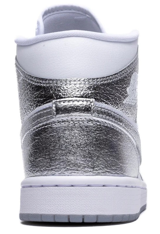 Women's Air Jordan 1 Mid SE White/Metallic Silver (FN5031 100)