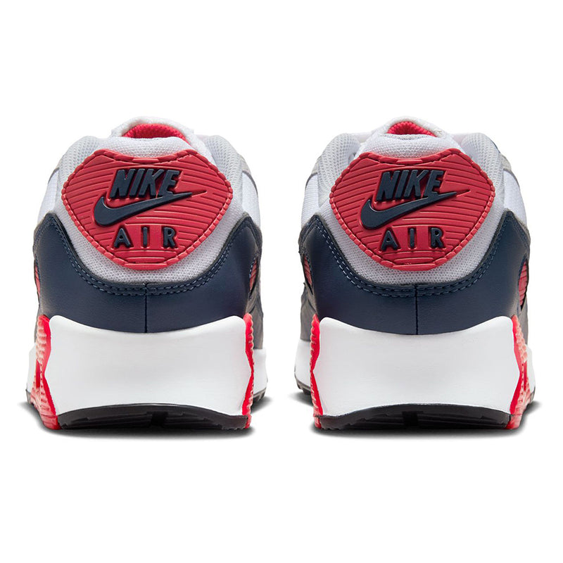 Men's Nike Air Max 90 White/Cool Grey-University Red (DM0029 117)