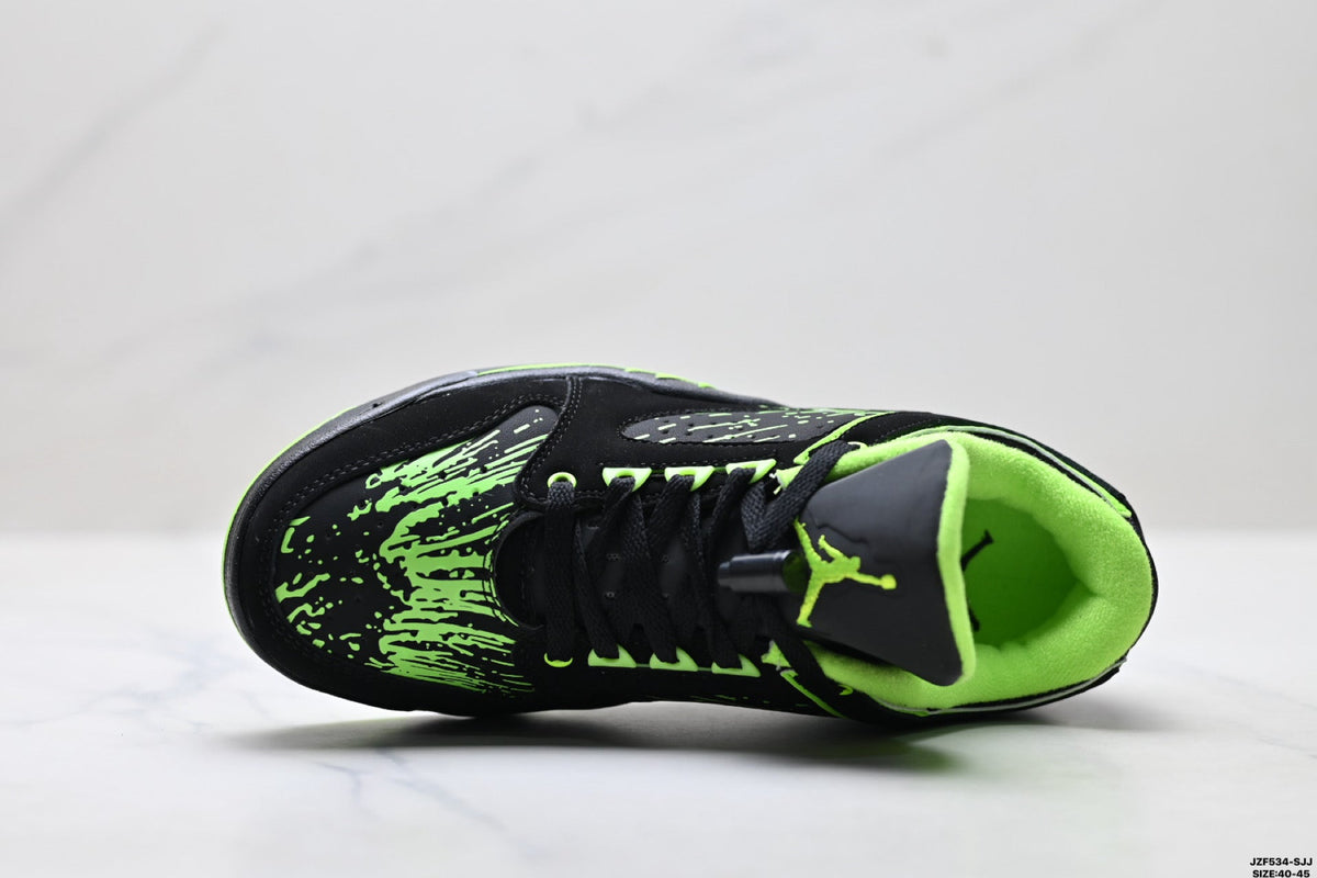 Air Jordan 5 Low Black Electric Green Sneakers