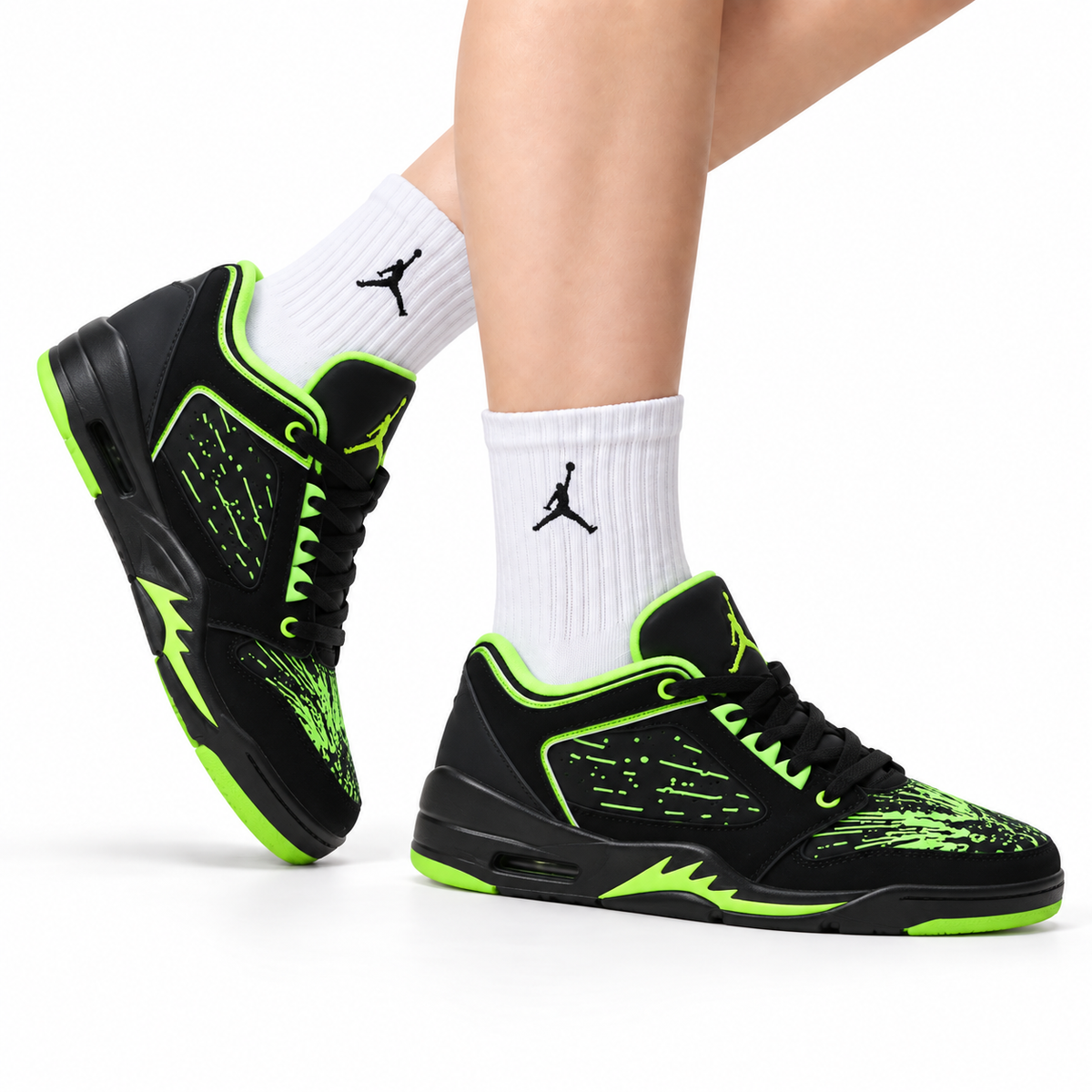 Air Jordan 5 Low Black Electric Green Sneakers